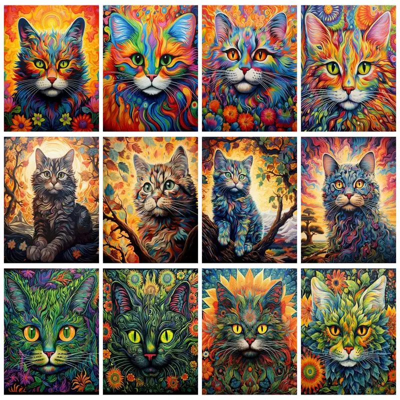 

RUOPOTY DIY Diamond Painting Cat Animal Full Diamond Mosaic Embroidery Rhinestone Picture Home Decor Wall Art