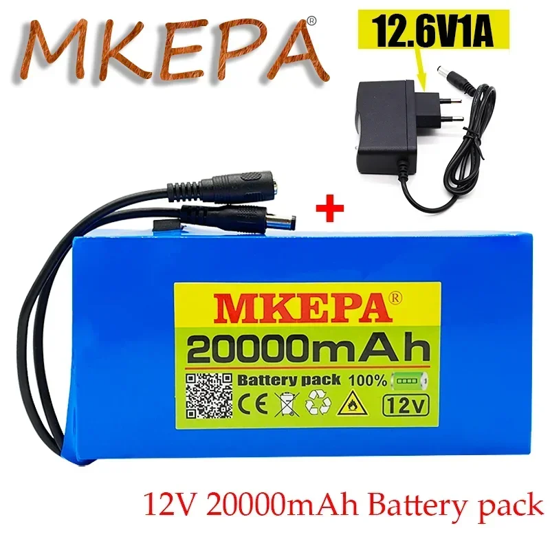 100% แบตเตอรี่20Ah ลิเธียมแพ็ค12V 20000mAh แบบพกพา DC 12.6V พร้อมปลั๊ก EU + ที่ชาร์จ12.6V1A