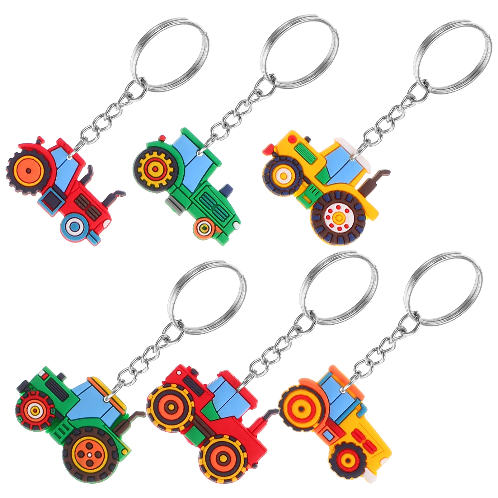 

6pcs Farm Vehicle Keychains Cute Construction Theme Kids Party Favors School Prizes Easter Goody Bag Fillers Spring Celebration