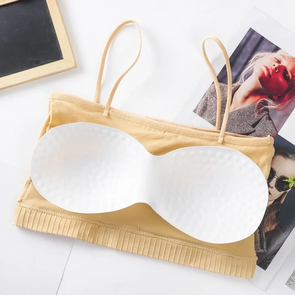Fashion Cotton Women Tank Top Comfort Breathable Sports Bra Removable Pads Slim Fit Tube Top Bra Summer Wear