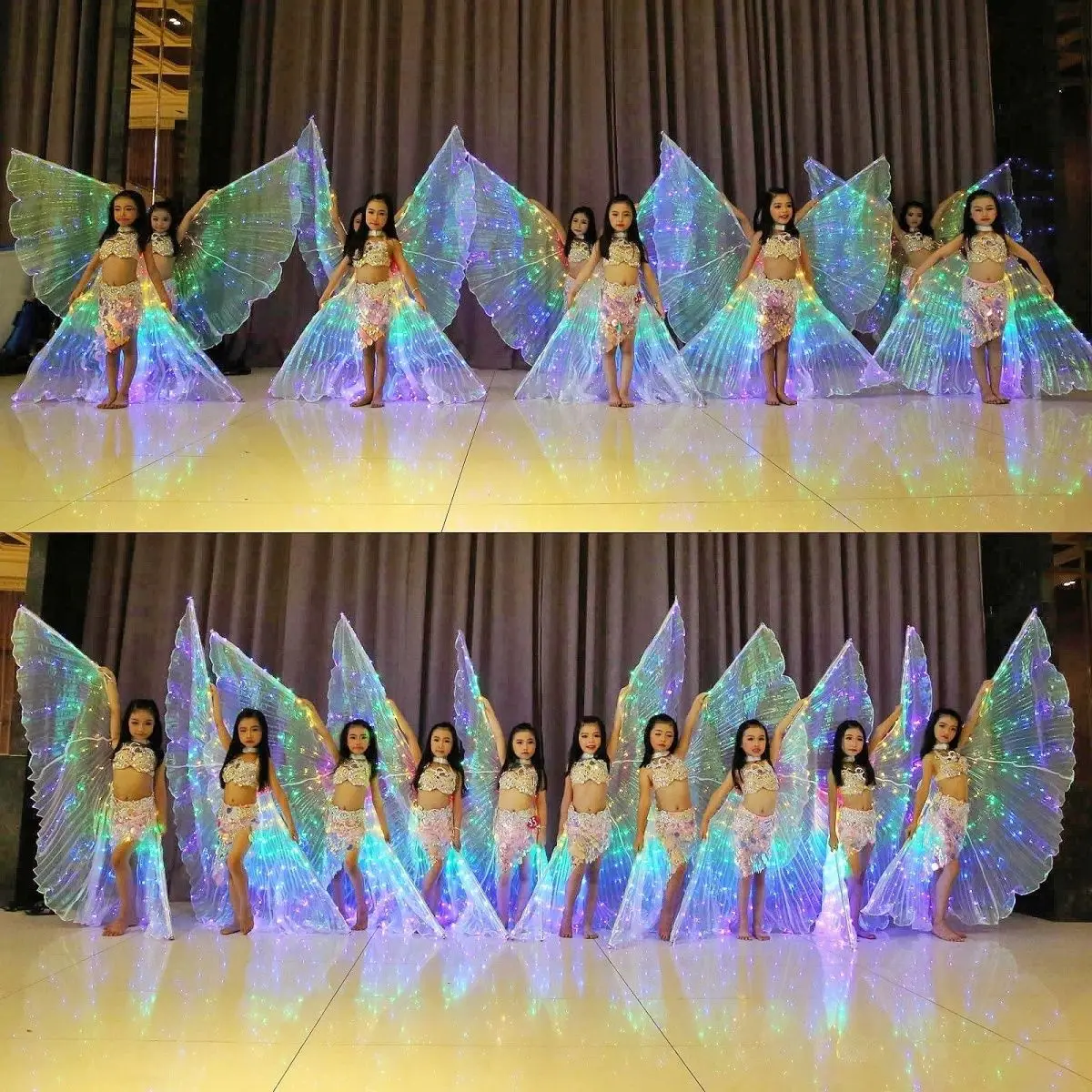 61 ailes lumineuses LED pour enfants, accessoires de danse papillon fluorescent