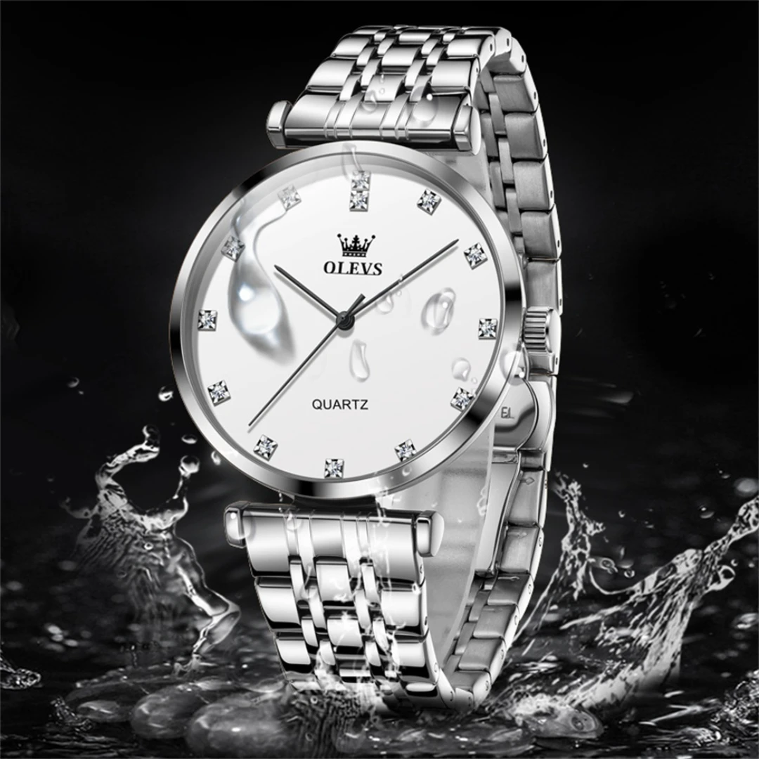 OLEVS 5596 Кварцевые модные часы Подарочный ремешок для часов из нержавеющей стали Наручные часы с круглым циферблатом