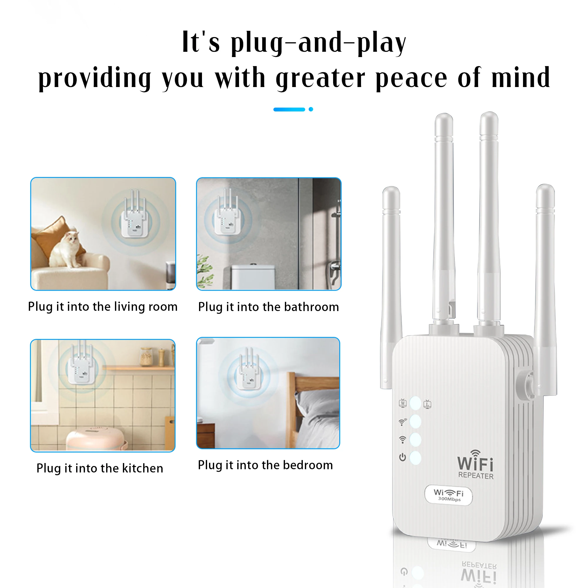 WiFi Signal Amplifier Booster 2.4GHz Wireless Relay Router Expander 4g Network Wall Receiver