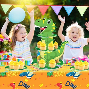 Kuchenausstellungsständer für Kinder, 3 Schichten, Cartoon -Dinosaurier, Dschungeltiere, Dessert -Ravender, Halter Cupcake, Geburtstagstorschablettdekoration 10 Hauptverkaufstruktur - №10