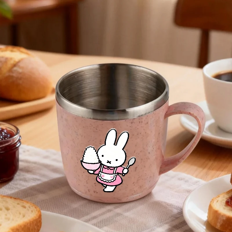 Miffy-Serie Milchgetränk-Wasserbecher Doppelwandiger Verbrühungsschutz Kleiner Modischer Kaffee-Edelstahlbecher für Zuhause und Büro
