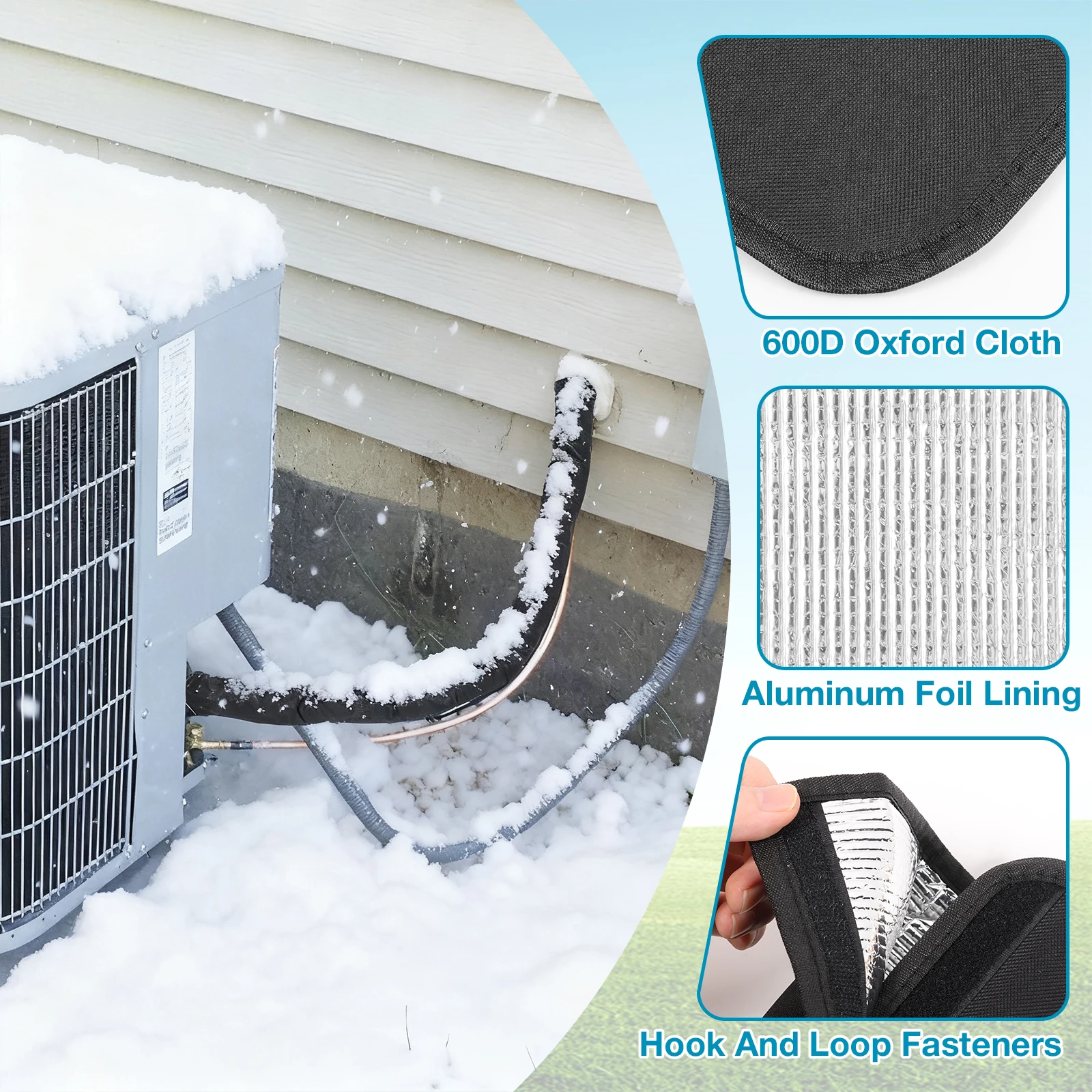 3 طبقات HVAC أنبوب نحاسي غطاء عازل 200x30 سنتيمتر 600D أكسفورد التيار المتناوب الأنابيب العزل يغطي لعزل خط النحاس الخارجي Sl