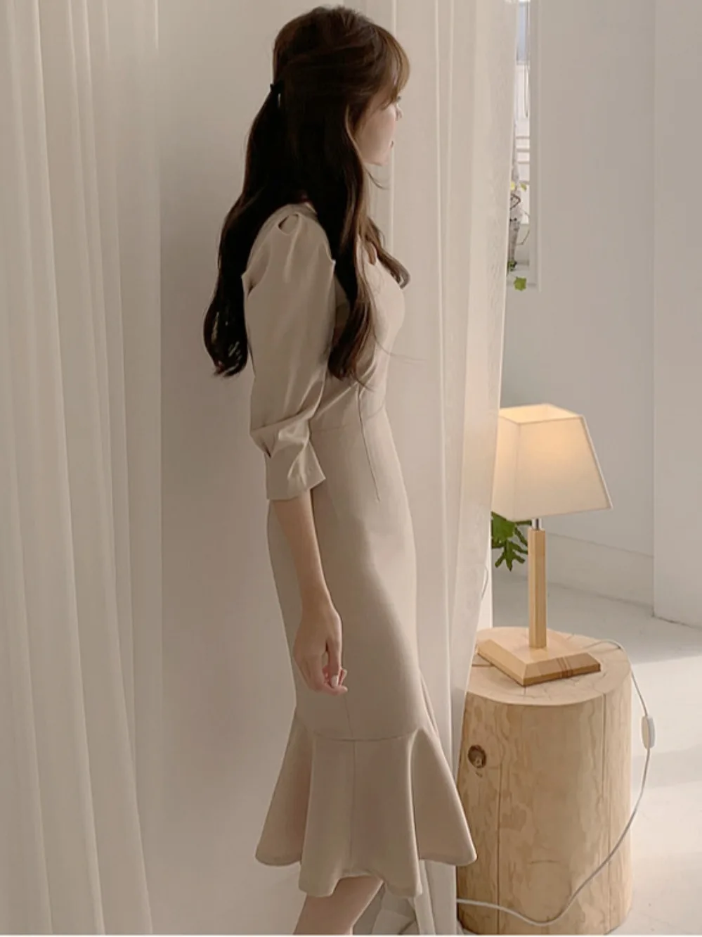 Colletto a cuore retrò di inizio autunno Dr Fi Tail Seven Sve Midi Dr Commute Sle Vestibilità regolare Medio Softn Online Excl...