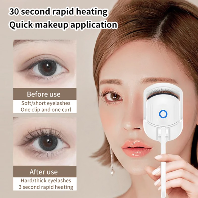 Portable Electric Heated Eyelash Curler Comb Eye Lash Perm Long Lasting Eyelashes Curls Thermal Eyelash Curler Makeup Tools