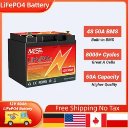 12V LiFePO4 Battery 50Ah Lithium Battery With BMS 50A For RV Campers Off-Road Off-grid Lithium Iron Phosphate Solar Battery Pack