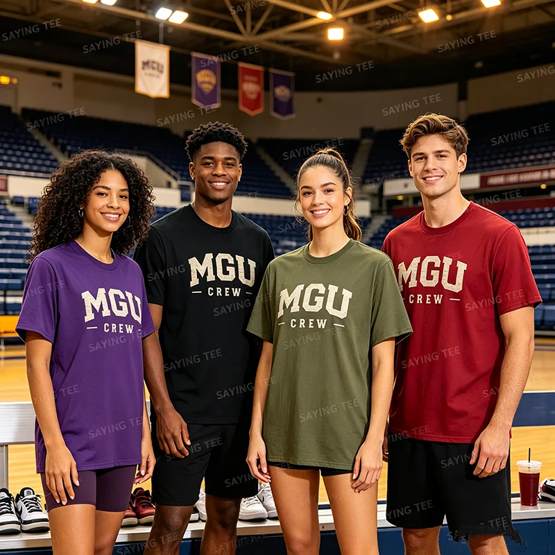 MGU Crew T-Shirt mit Y2k-Schriftzügen, personalisierte Grafikkleidung für Damen und Herren, T-Shirt mit Spruch, Partykleidung, weiche Baumwoll-T-Shirts – Detail 4