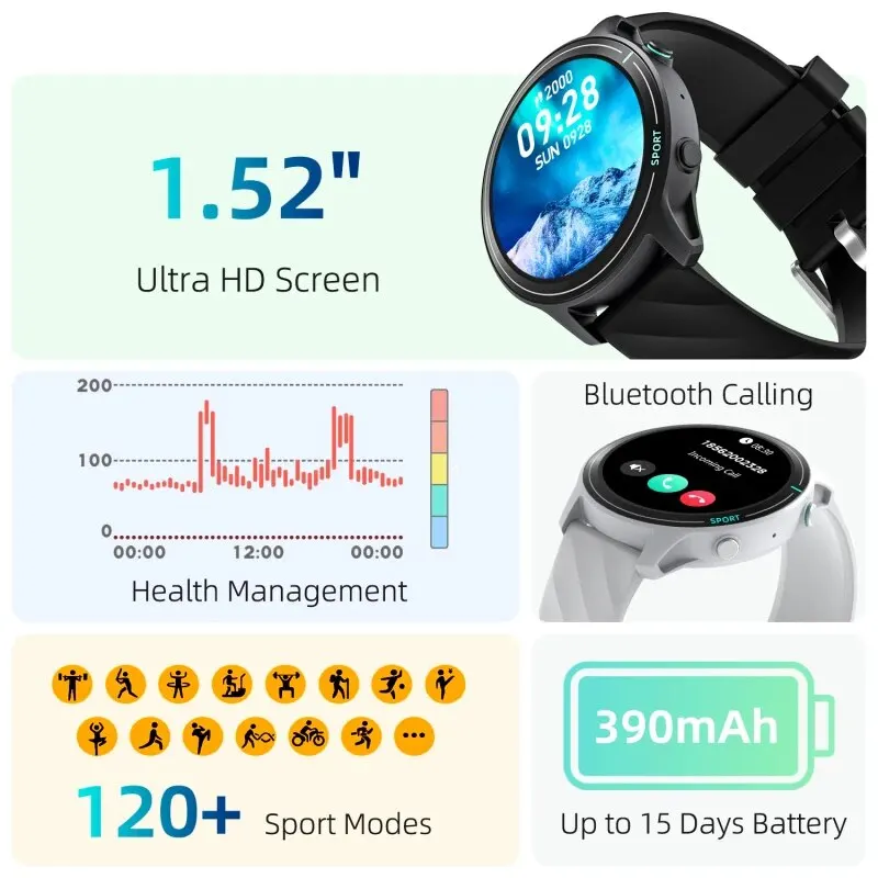 Lifebee Z123 BLE Calling Wireless Sport Smart Watch For Men Women,Heart Rate Monitor Sport Wristwatches,Ai Voice Assistant