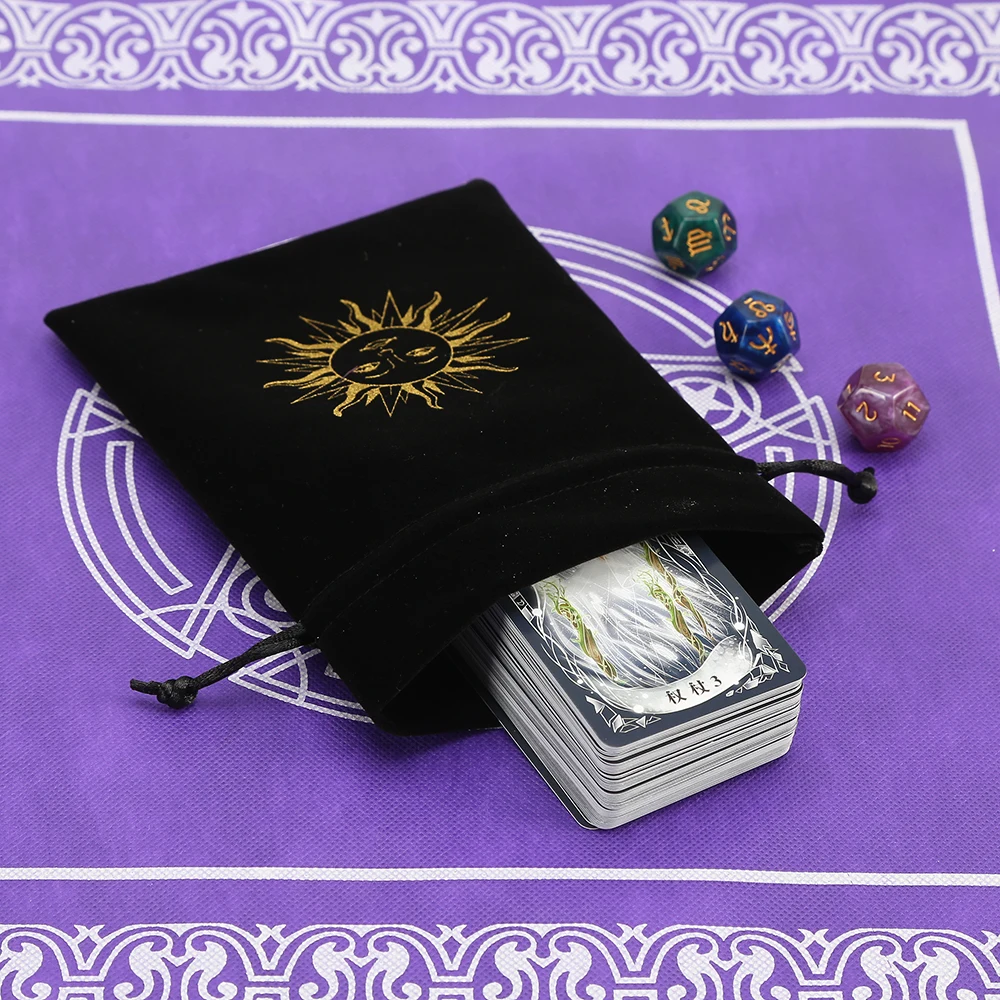1 Stück 13 x 18 cm schwarzer Samt Tarot Tasche Oracle Karten Lagerung Runen Konstellation Hexe Wahrsagerei Zubehör Schmuck Würfelbeutel – Detail 10