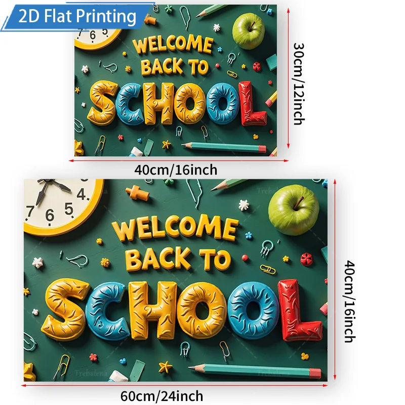 [2D FLAT] 1 قطعة 4x16 بوصة علامة معدنية مرحبا بكم في العودة إلى المدرسة 2D طباعة مسطحة معدنية جدار ديكور فني للفصول الدراسية والمنزل