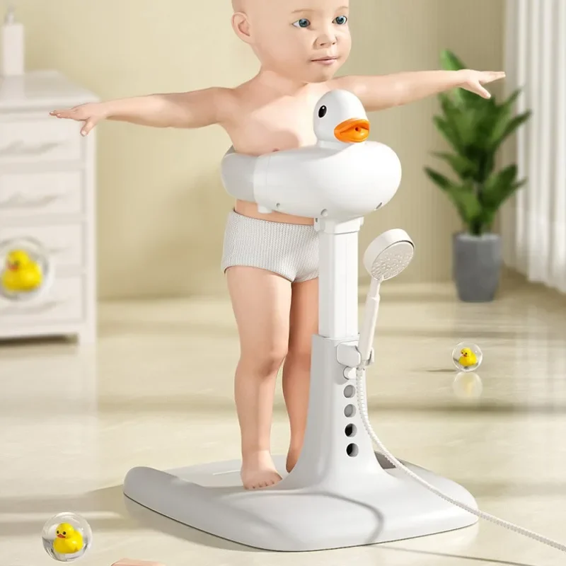 Cartoon Duck Baby Standing Bath Tools, Infant Baby Bath Shower Head Tables, Newborn Baby Items Butt Wash Bath Standing Racks