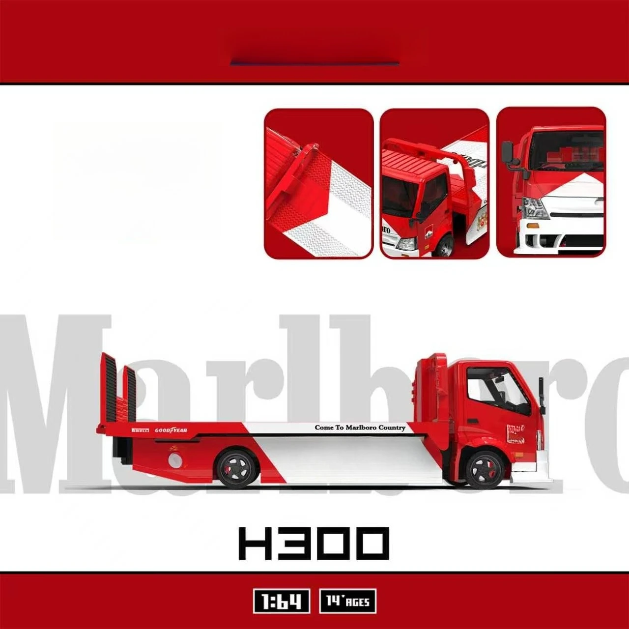 sc-1-64-h300-flatbed-transport-trailer-painted-die-cast-car-model-pre-sale