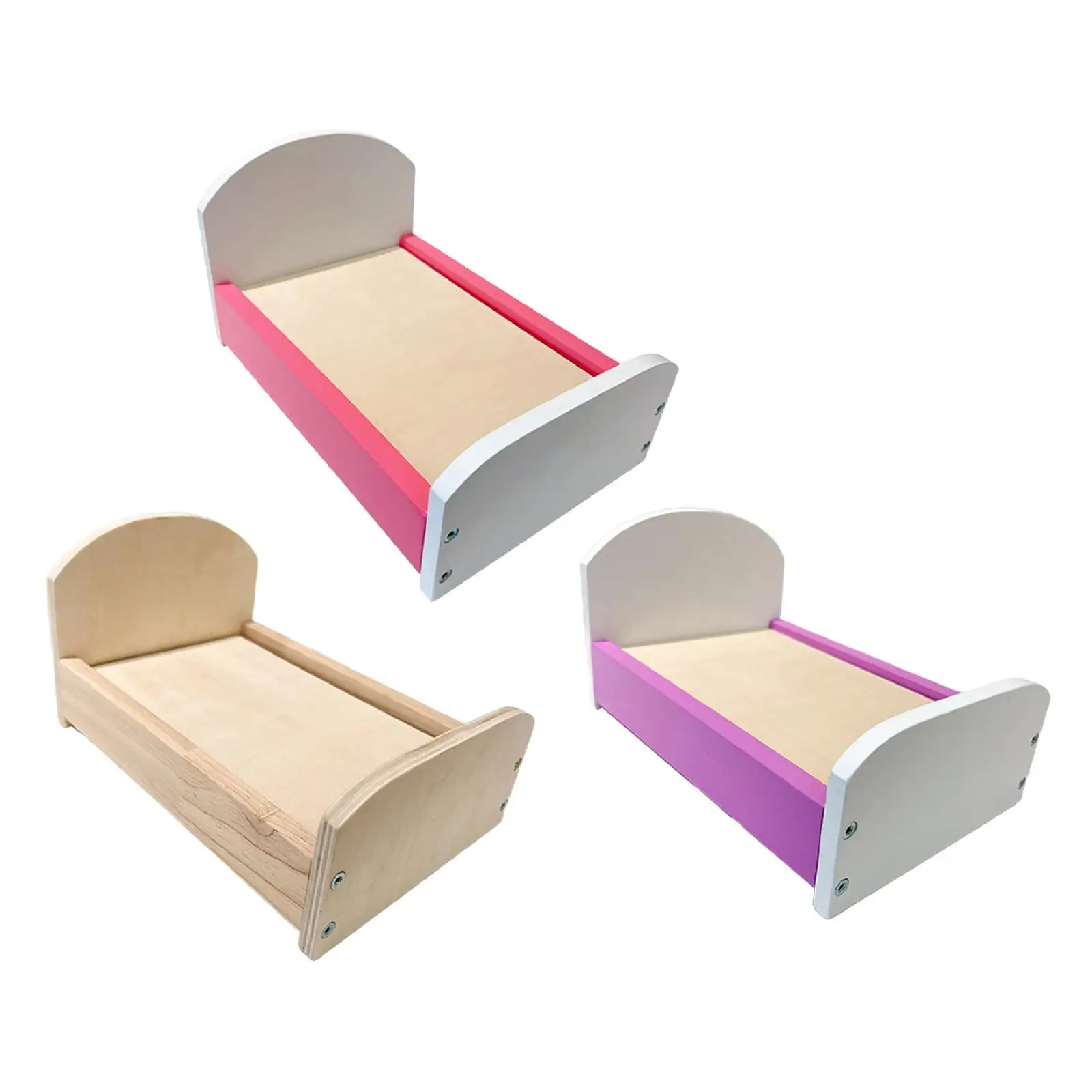 เตียงตุ๊กตาขนาด 1/12 เฟอร์นิเจอร์ตุ๊กตา ของเล่นบทบาทสมมติ เล่นสมมติ DIY เตียงจิ๋วสำหรับถ่ายภาพ ตกแต่งไดโอรามา อุปกรณ์ตกแต่ง