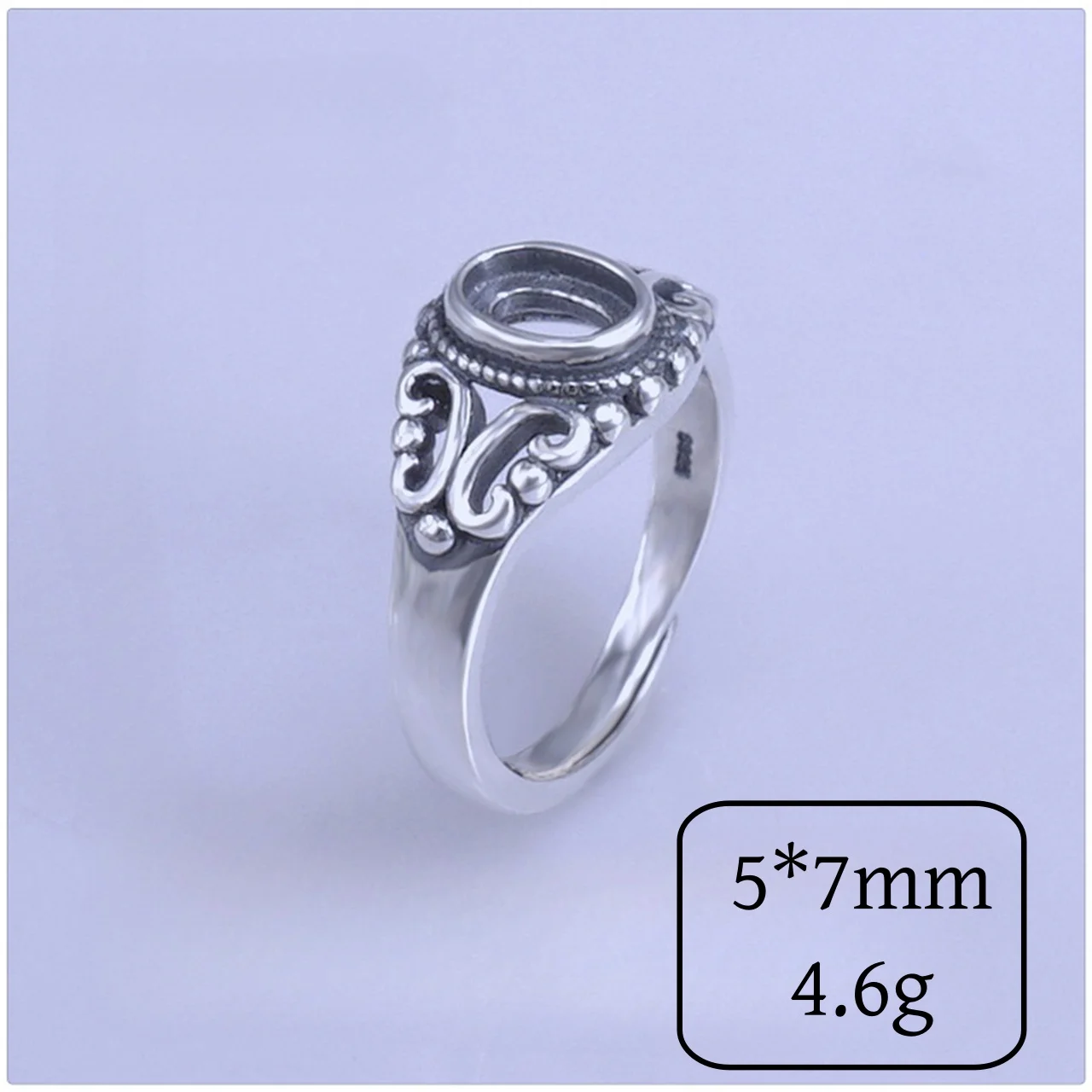

S925Pure Silver Овальное 5*7 мм Ретро Кольцо Оправа с Бирюзовым Сапфиром Женская Поддержка Бабочки Подарок Обручальные Ювелирные Изделия Оптом