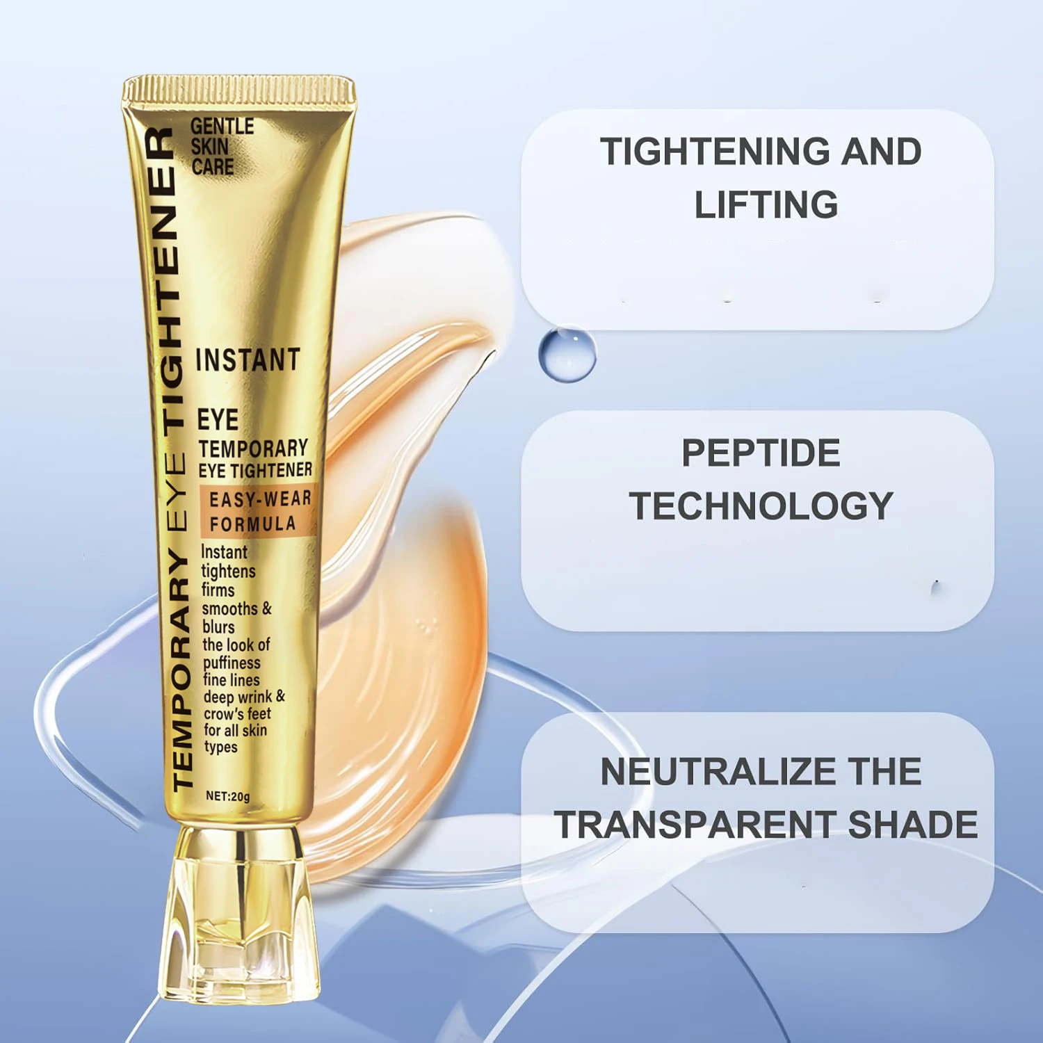 Bee Venom Eye Cream with Hyaluronic Acid & Vitamin C Instant Tightening Firming Smoothing Anti-Wrinkle Eye Care 20g