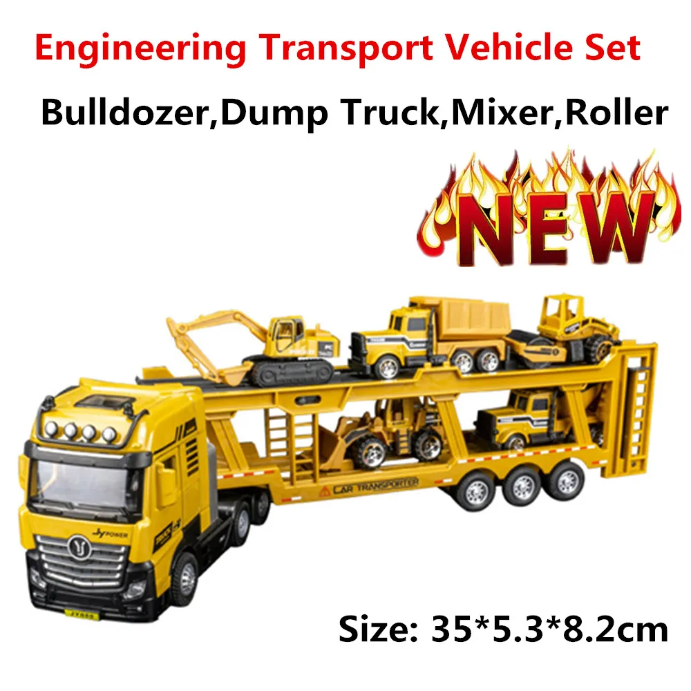 

Non remote-controlled transportation toys Car Model Set Engineering Transport Vehicle Bulldozer,Dump Truck,Mixer,Roller