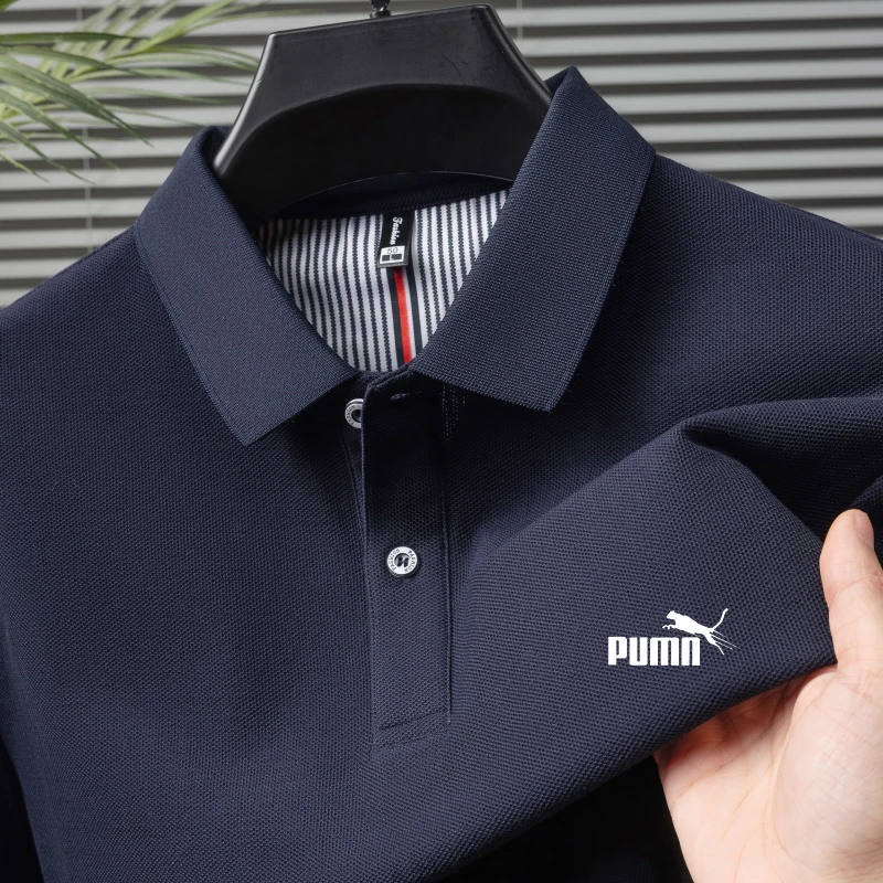 Men's Summer Luxury 100% Cotton Polo Shirt Short Sleeve Lapel Printed Business Casual Breathable T-Shirt
