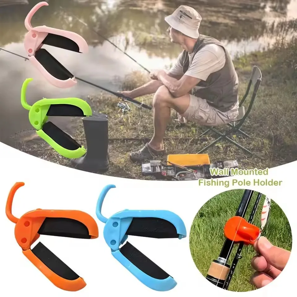 New2pcs Fishing Rod Holder Fixer Clip Straps Fishing Pole Holder Compact Design Fishing Rod Holder Fishing Rod Fixe Wall Mounted