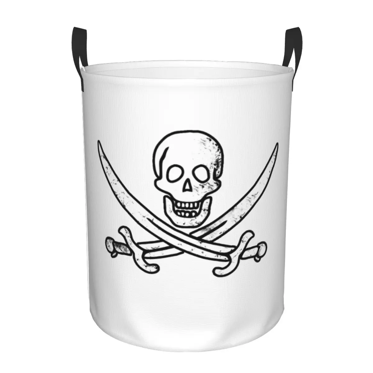 Custom Jolly Roger Skull And Cross Bones Laundry Basket Collapsible Clothing Hamper Toys Organizer Storage Bins