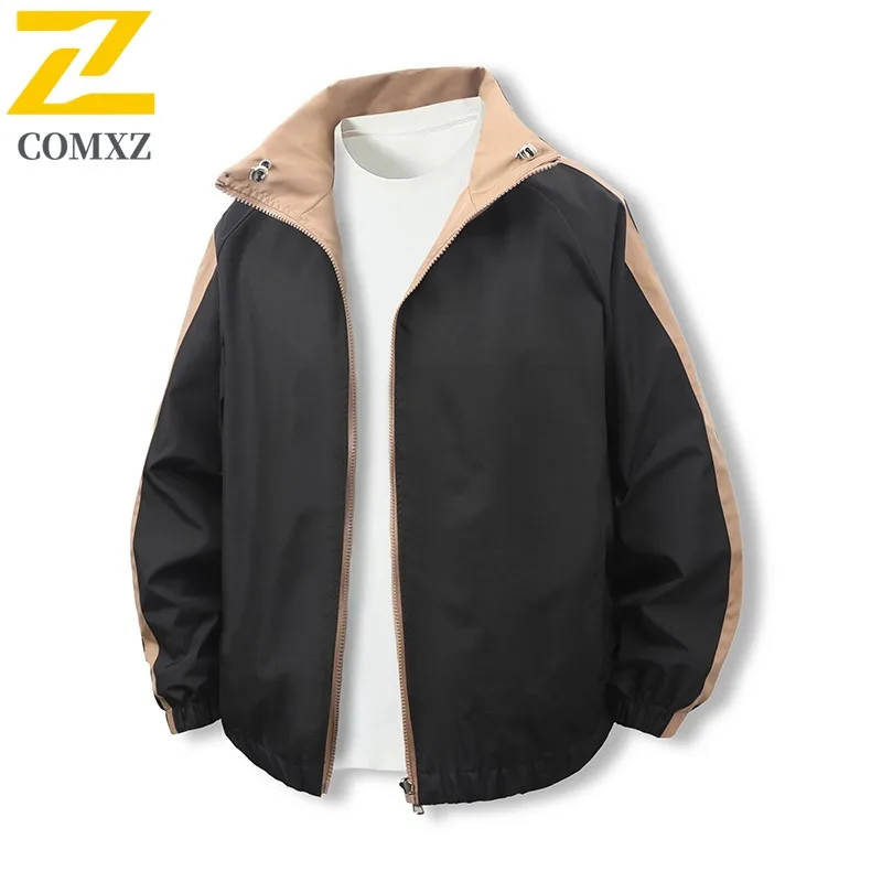 

COMXZ Men Jacket Luxurious Outdoor Hiking Travel Lightweight Windbreaker Casual Stand Collar Windproof Autumn Mens Clothing