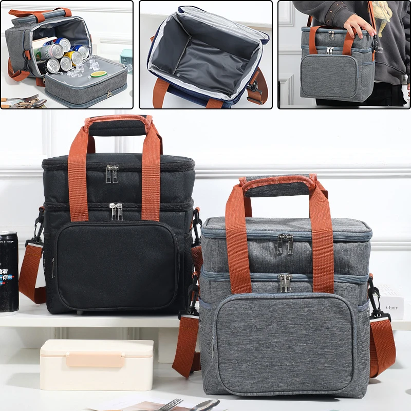 Single shoulder thick insulated lunch bag, insulated bag, large capacity business lunch bag