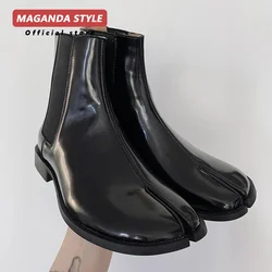 Tabi Flat Ankle Boots Zipper Booties Leather Custom Handmade Boots for Men Novel Designer Style Luxury Boots Casual Shoes