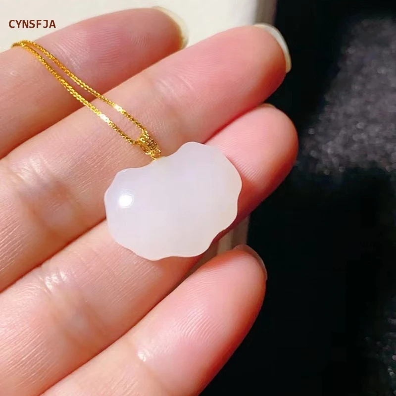 CYNSFJA New Real Rare Certified Natural Hetian Nephrite Lucky Amulets Peace Ruyi White Jade 18K Buckle Birthday New Year Gifts