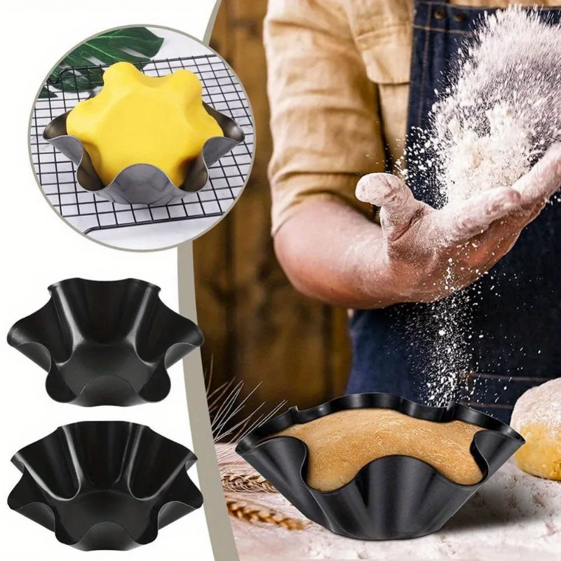 Flower Shape Non-Stick Carbon Steel Baking Bowl Kitchen Tool Creative Toast Bakeware Salad Bowl Egg Tart Shell Mold