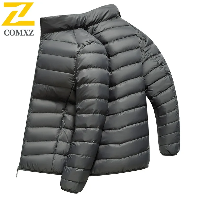 COMXZ Chaqueta corta de plumón informal con cuello levantado para exteriores, Parka de protección contra el frío y la nieve, ropa de invierno a prueba de viento con plumón de pato blanco a la moda