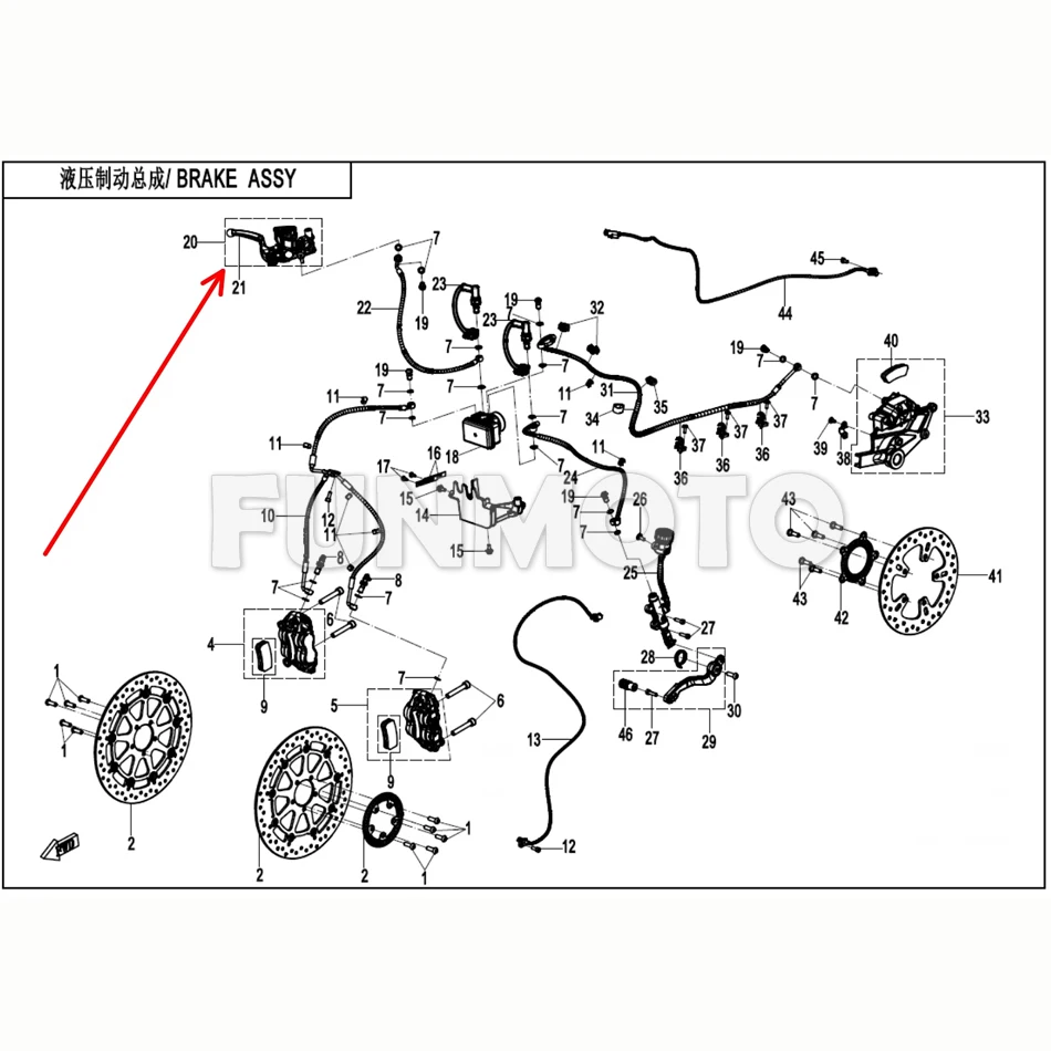 1pcs front brake pump assy suit CF800NK code is 6KWV-080110-1000-M1