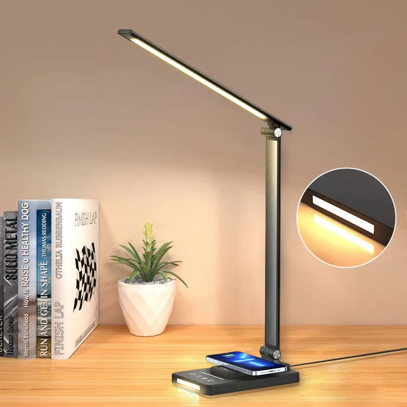 

LED Wireless Table Lamp,10W QI Dimmable Foldable Desk Lamps With Night Light Multifunctional Lighting With Plug,For Home/Office