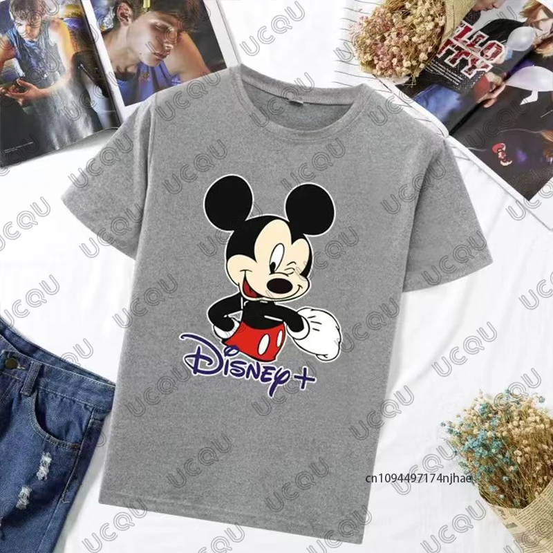 2026 جديد ديزني ميكي ماوس طباعة القطن الأزواج تي شيرت للرجال النساء الصيف قصيرة الأكمام س الرقبة تيز عادية المتضخم القمم #4