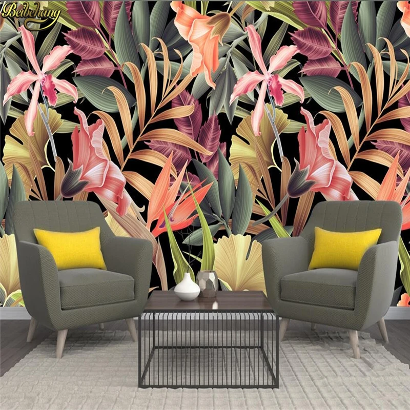 Customized products Photo Wallpaper Nordic Style Tropical Botanical Restaurant Theme Hotel Background wall Mural leaf 8d bedroom