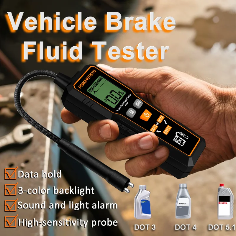 

FT01 цифровой тестер тормозной жидкости, автоматический тестер тормозной жидкости для автомобиля, детектор тормозной жидкости, обнаружение влажности масла DOT3 DOT4 DOT5