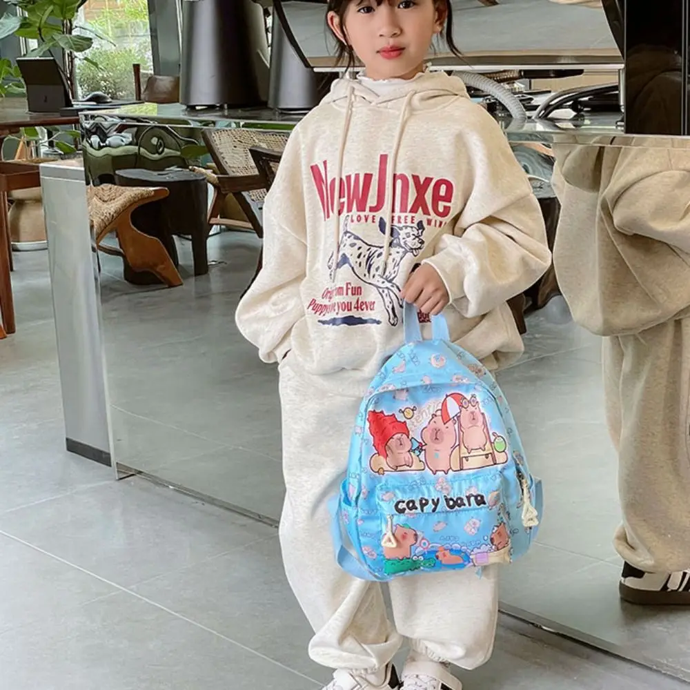 New Cartoon Capybara Backpack Breathable Pattern Shoulder Bags Ultra-light Children's School Bags