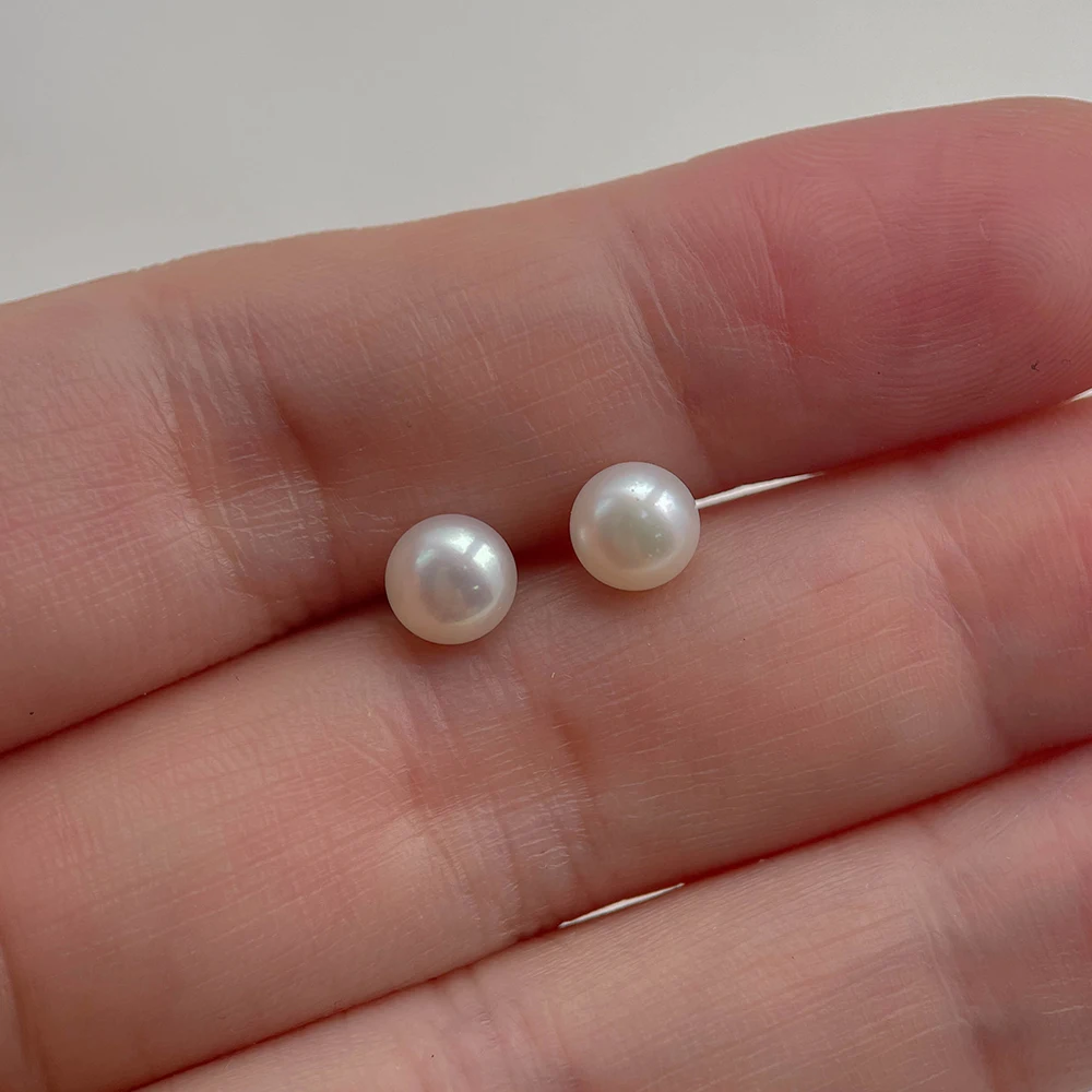 أقراط فضة إسترلينية للنساء والفتيات ، مرصعة بلؤلؤ المياه العذبة ، مجوهرات ثقب لطيفة ، نوع الخبز ، 8 2.8