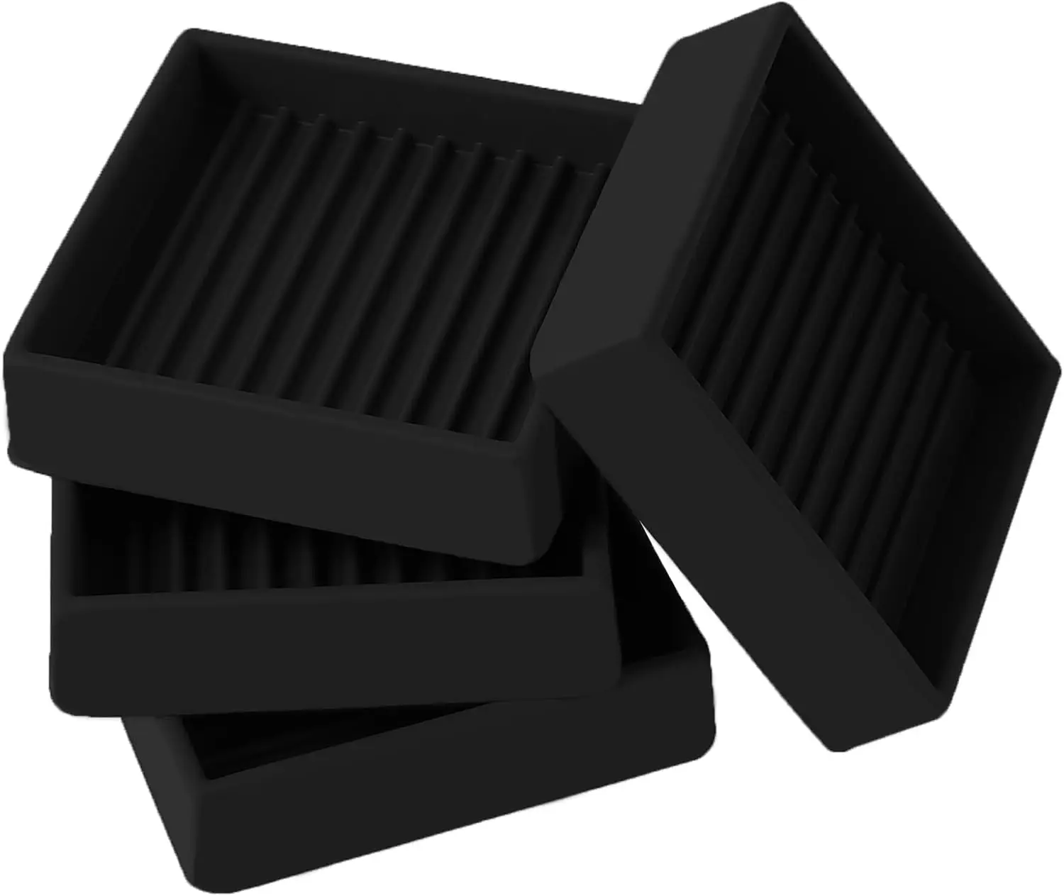 

2x2 Square Rubber Furniture Caster Cups, Anti-Sliding Furniture Pads Bed Stopper Floor Protectors with Grip - Protect Any Floori