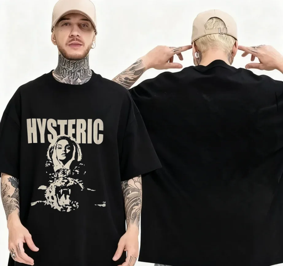 

Hysteric Glamour 90s Retro Style Charcoal Reprint T Shirt for Men Women Y2k Graphic Short Sleeve Shirt Unisex Men Women Summer