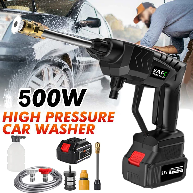 Wireless High Pressure Car Wash Washer Gun 20000mAh 500W Foam Generator Water Gun Spray Cleaner Car Washing Machine