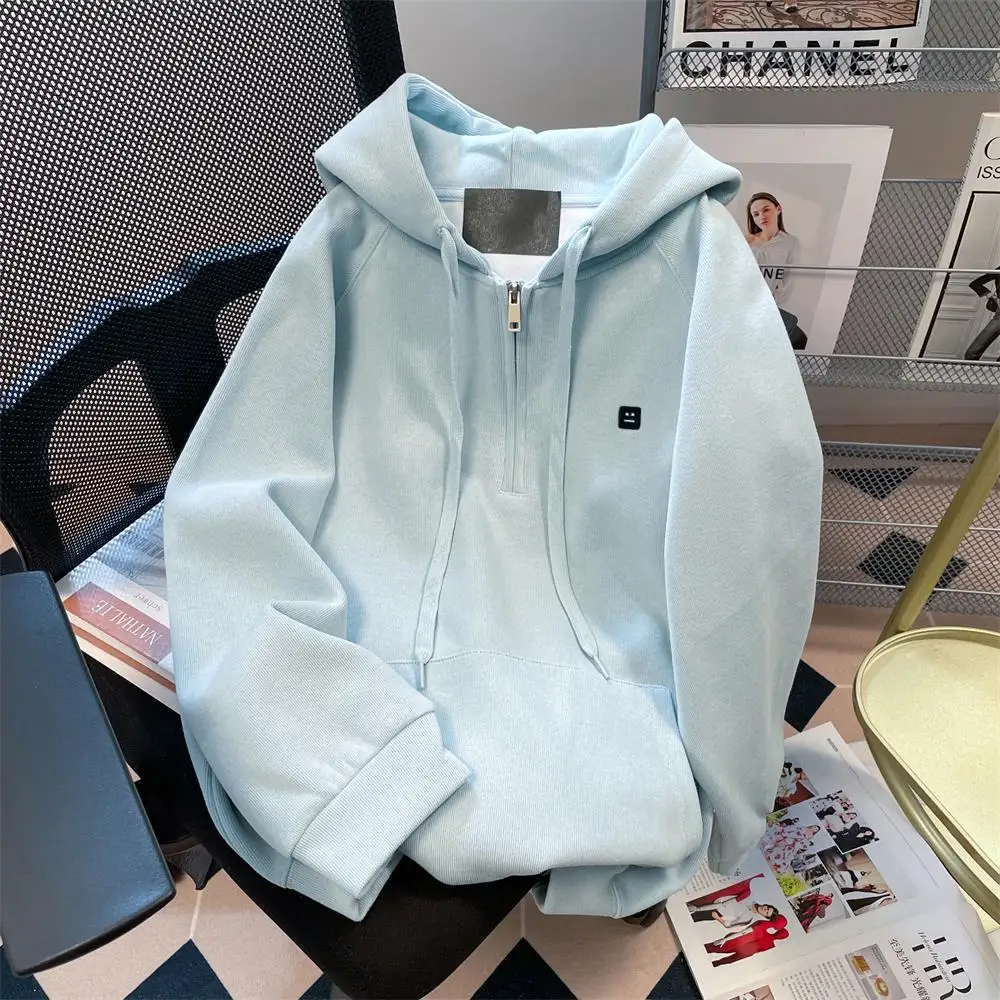 

Loose Fit Men's Hoodie Sweatirt Embroidered Oversized 300 Pou Design Sense f Zip Casual Top Autumn Sle Streetwear