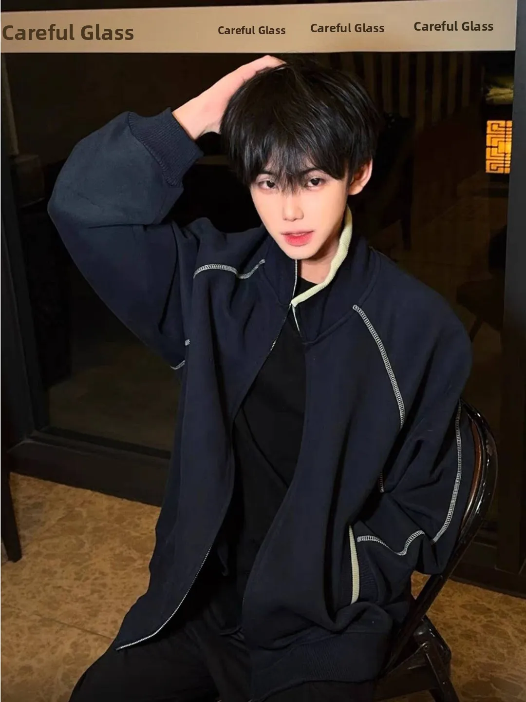 

Мужской кардиган-свитшот Hassu Line цвета хаки с воротником-стойкой, весенний, для активного отдыха, спортивный, стандартный крой, длинный рукав