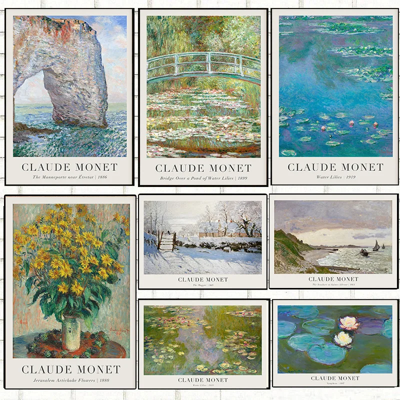 Современный постер на стену с изображением Клода Моне и скал Etretat, Картина на холсте для рисования маслом, декор для комнаты, подарок