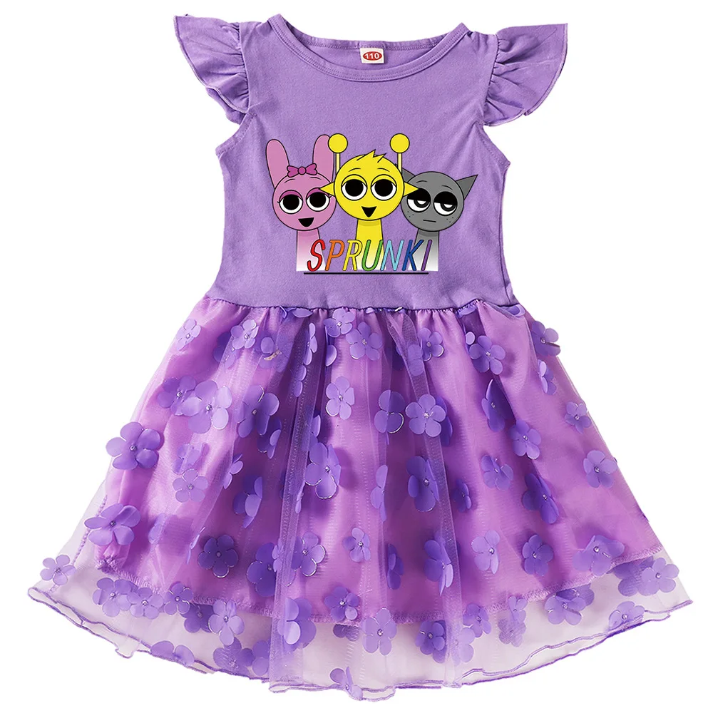 Nouveau jeu Sprunki vêtements enfants dessin animé Incredibox robe bébé filles à manches courtes princesse robes enfants tenues de fête de mariage