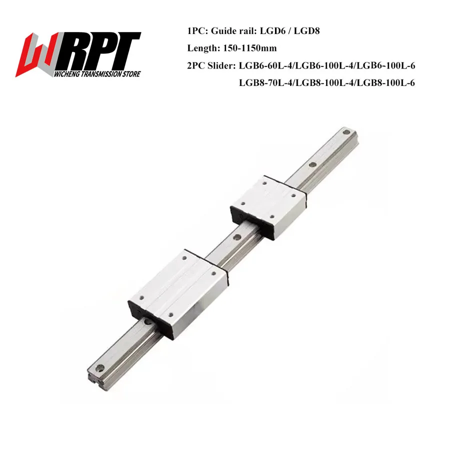 

1PC LGD6 LGD8 External Dual-Axis Linear Guide Rail 150-1150mm+2PCS LGB6/8-60/70/100 With 4/6 Wheels Roller Block For CNC Parts