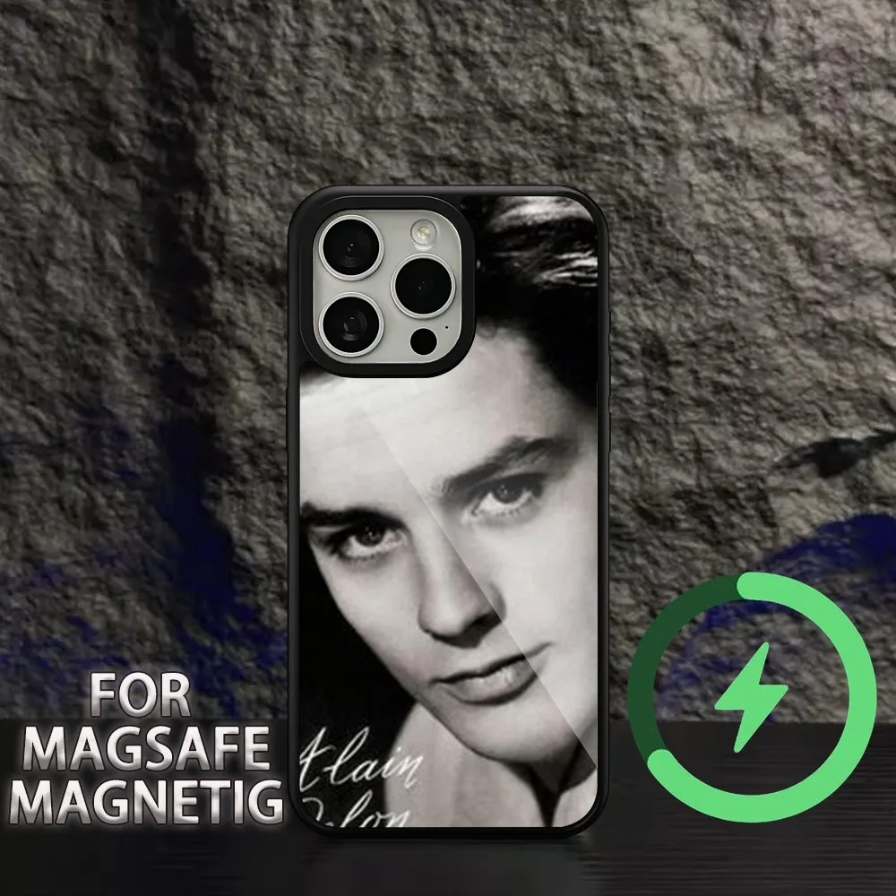 alain delon  Phone Case For iPhone 11 12 13 14 15 Plus Pro Max Charging  Magsafe Magnetic Wireless Cover