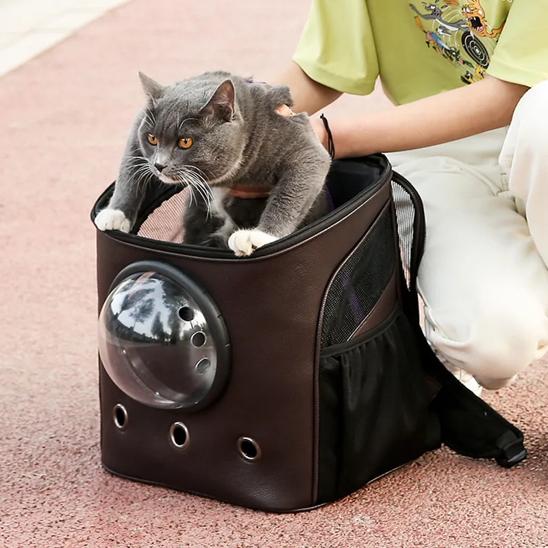 Large Capacity Pet Carrier Premium Canvas Space Capsule Kitten Cat Dog Carrier Backpack Outdoor Puppy Pet Travel Bag Breathable