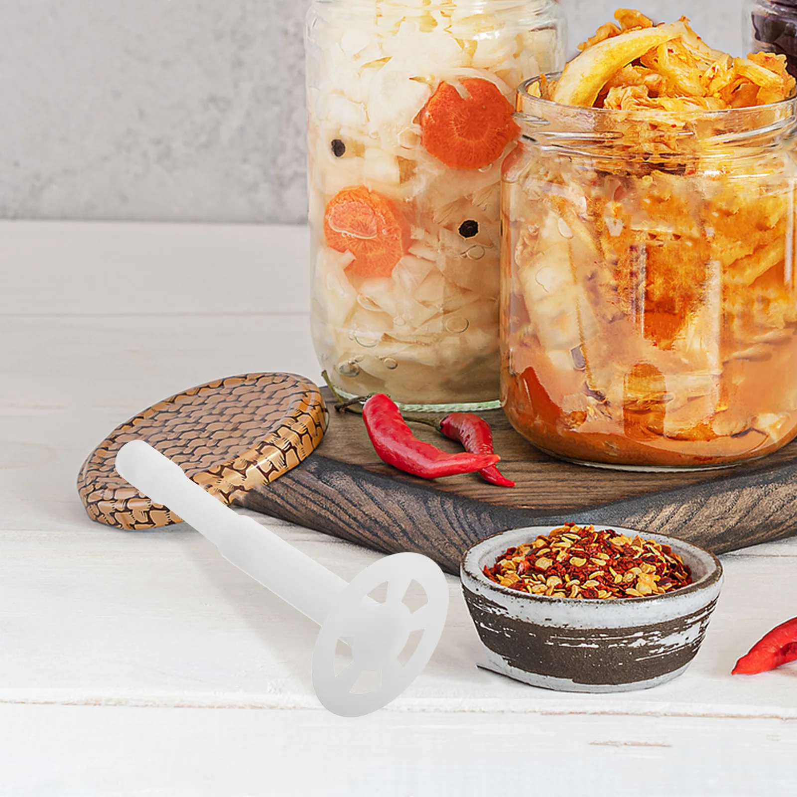 

2pcs Adjustable Pickling Press Plate For Home Use Fermentation Tool Universal Fit Plastic Vegetable Fermentation Tamper